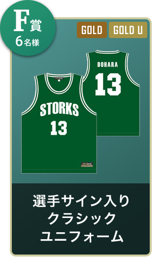 F賞6名様 選手サイン入りクラシックユニフォーム