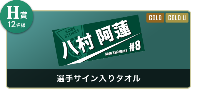 H賞12名様 選手サイン入りタオル