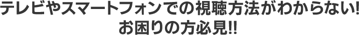 テレビやスマートフォンでの視聴方法がわからない!お困りの方必見 !!