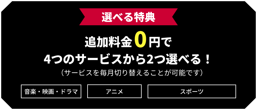 選べる特典 追加料金0円で4つのサービスから2つ選べる！