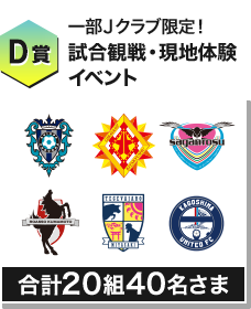 D賞 一部Ｊクラブ限定！ 試合観戦・現地体験イベント 合計20組40名さま