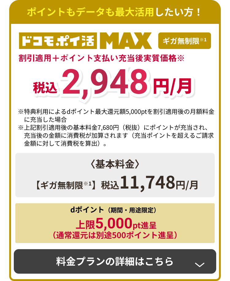 ニーズに応じてギガを選びたい方