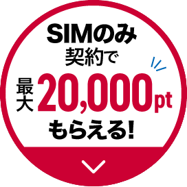 SIMのみ契約で最大20,000ptもらえる！ ＞
