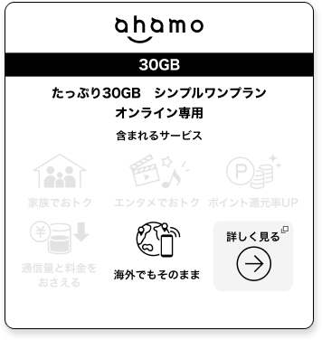 ahamo 30GB たっぷり30GB シンプルプラン オンライン専用