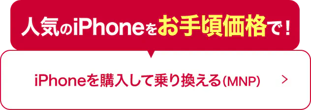 人気のiPhoneをお手頃価格で！ iPhoneを購入して乗り換える (MNP)