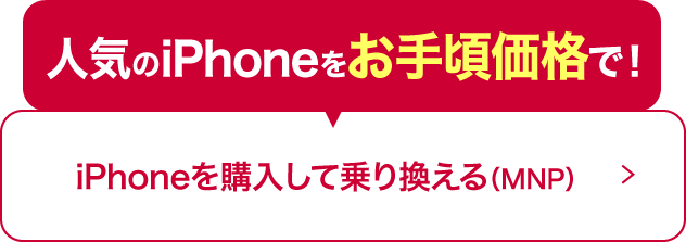 人気のiPhoneをお手頃価格で！ iPhoneを購入して乗り換える (MNP)