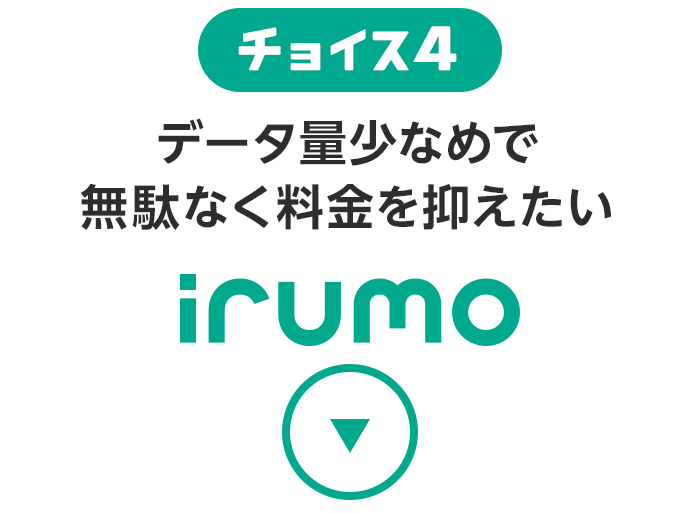 チョイス4 データ量少なめで無駄なく料金を抑えたいいahamoirumo