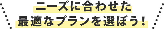 ニーズに合わせた最適なプランを選ぼう!