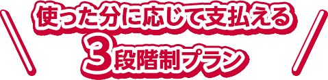 使った分に応じて支払える3段階制プラン