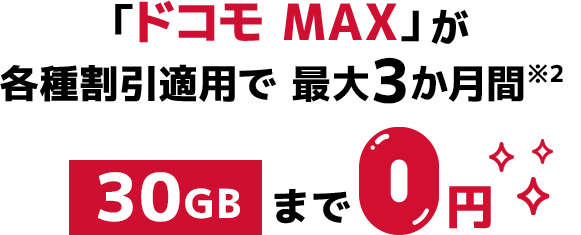 「ドコモ MAX」が各種割引適用で最大3か月間※2 30GBまで0円