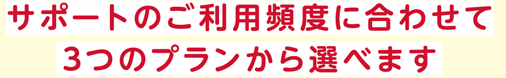 サポートのご利用頻度に合わせて3つのプランから選べます