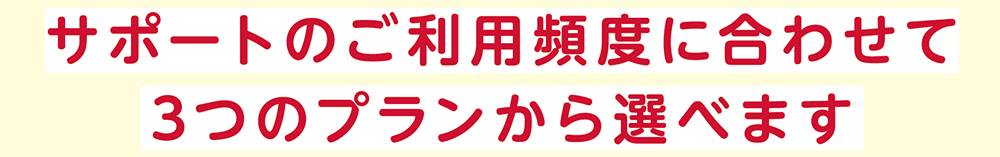 サポートのご利用頻度に合わせて3つのプランから選べます