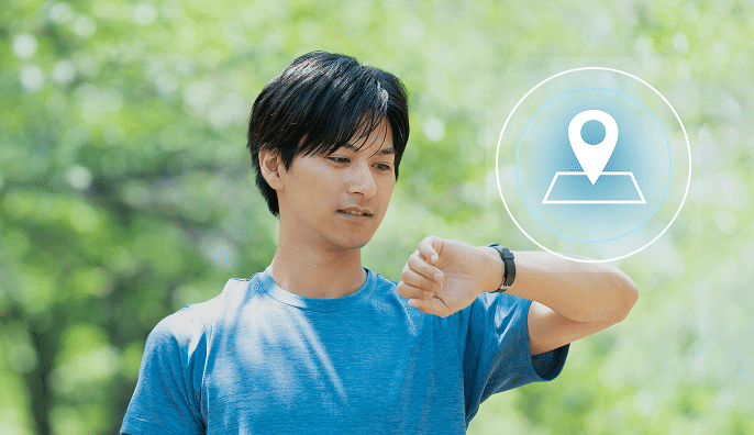 スマートウォッチで地図アプリを使っている様子
